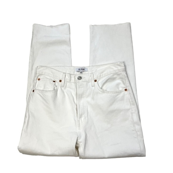 RE/DONE Women’s 28 Destroyed 70s Stove Pipe 5 Button Fly High Rise Revolve White - Picture 1 of 10